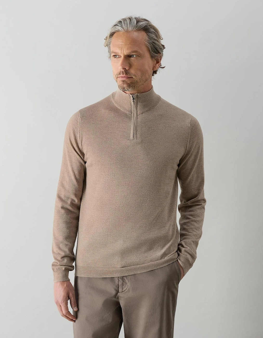 Oliver Sweeney Merino Wool Quarter Zip Jumper