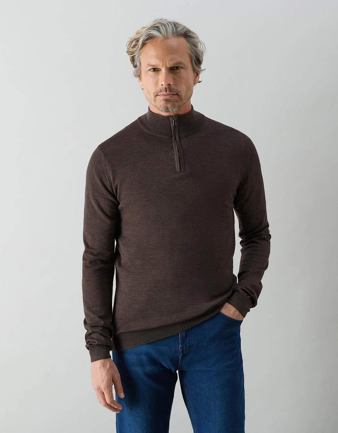 Oliver Sweeney Merino Wool Quarter Zip Jumper
