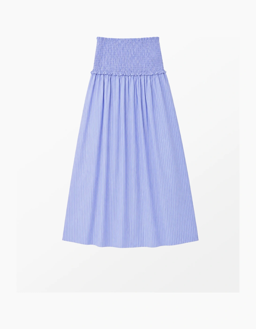 Blue Striped Shirred-Waist Skirt