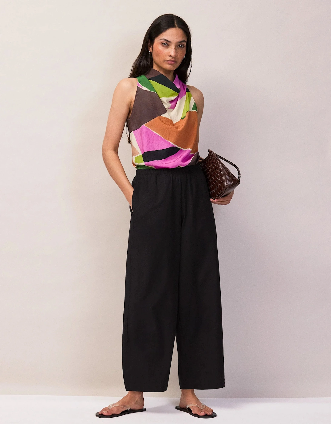 Abstract Geo-Print Cowl-Top