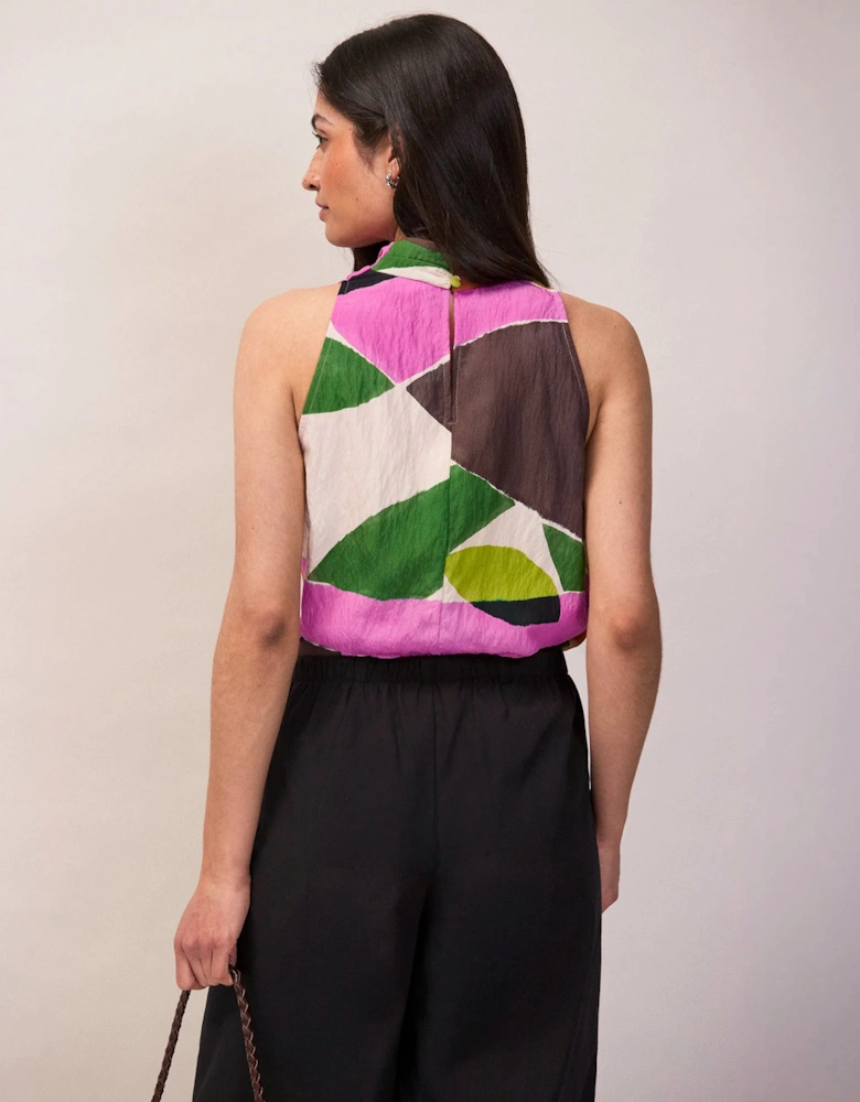 Abstract Geo-Print Cowl-Top