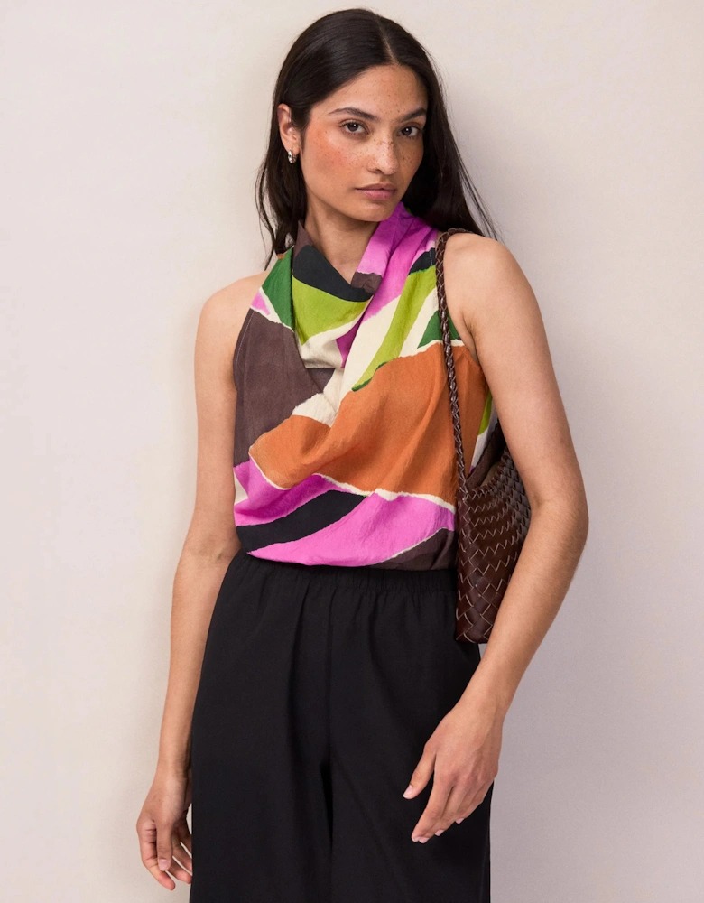 Abstract Geo-Print Cowl-Top