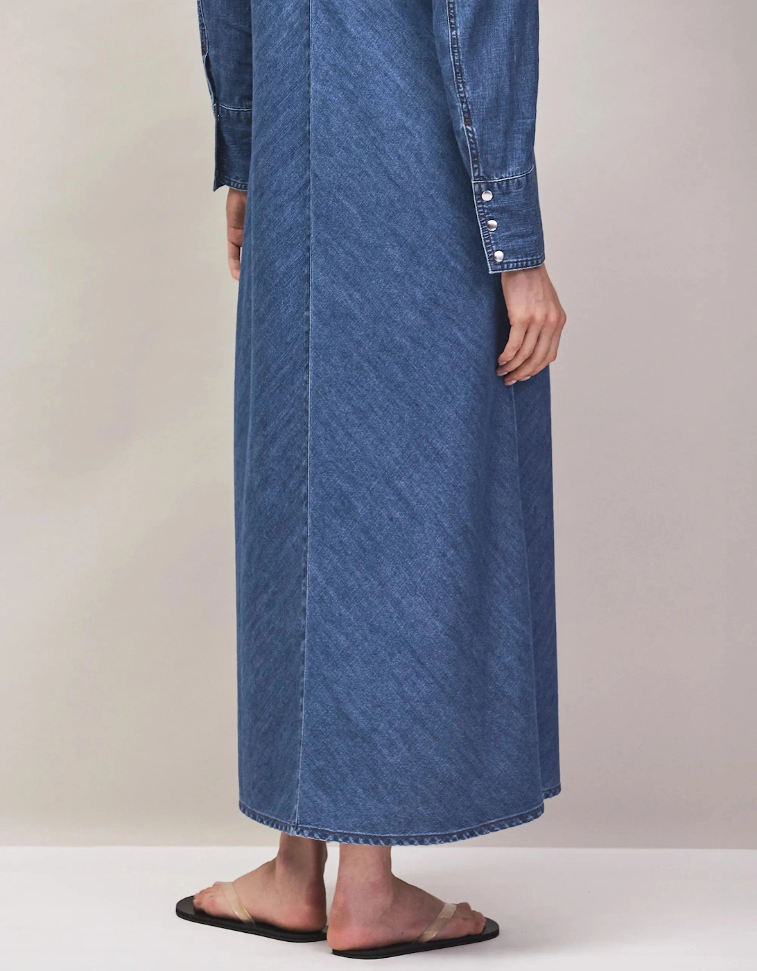 Petite Blue Denim Bias-Cut Shirt Dress