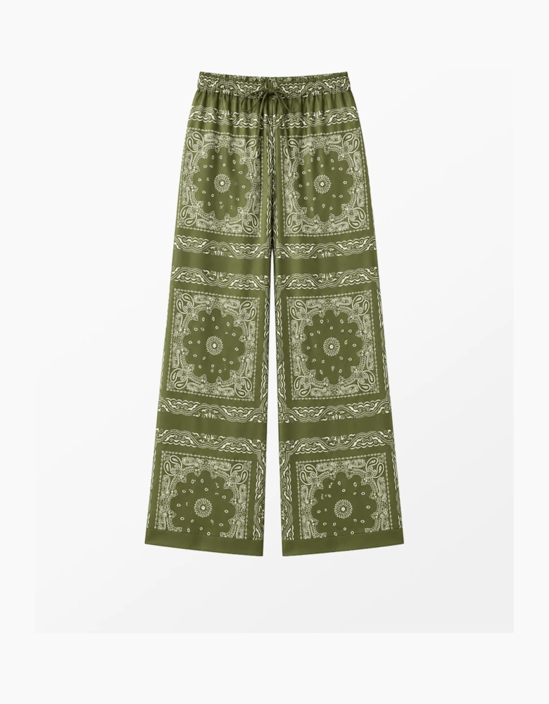 Olive Bandana-Print Trousers
