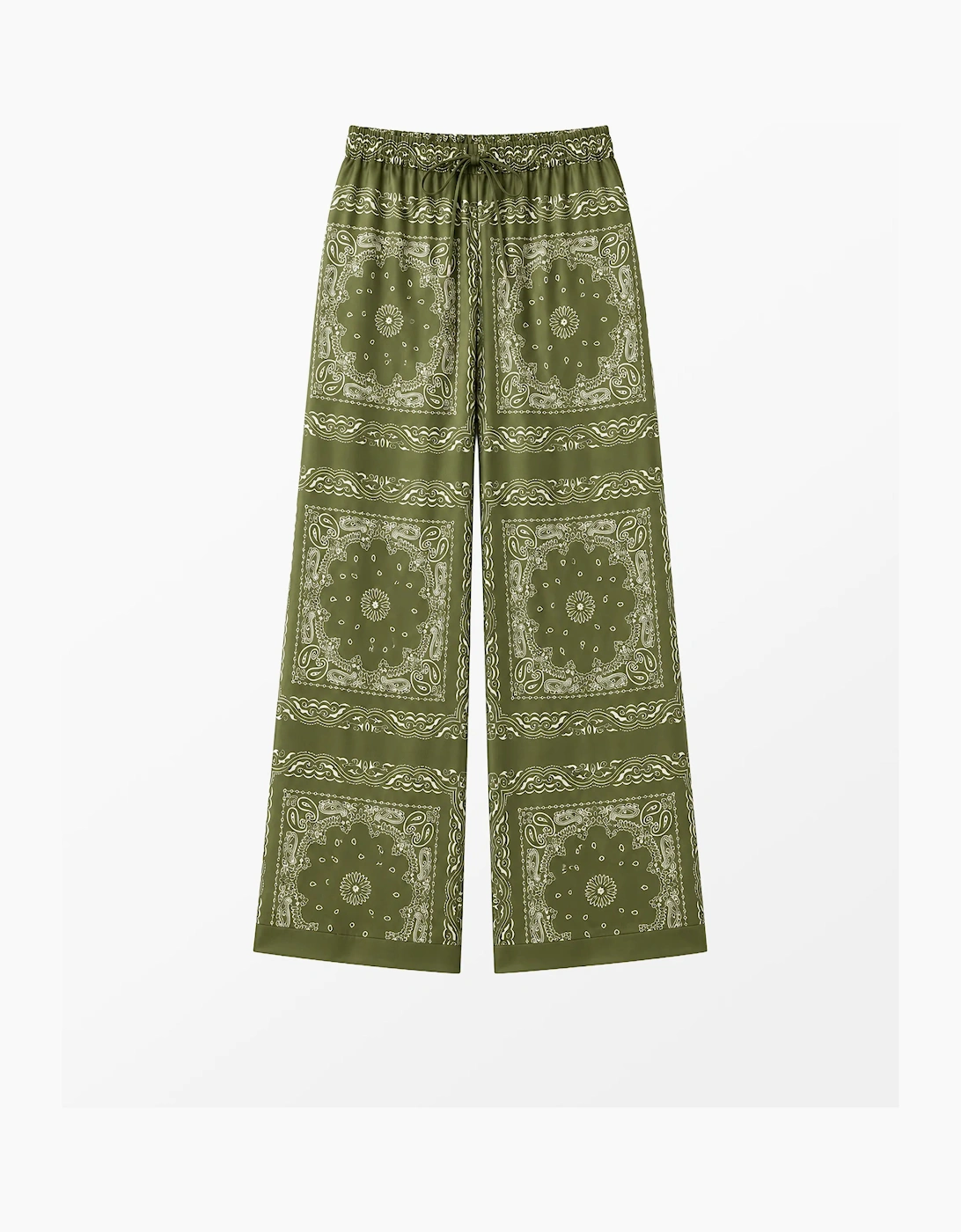Olive Bandana-Print Trousers