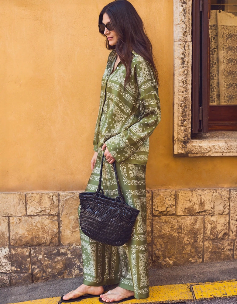 Olive Bandana-Print Trousers
