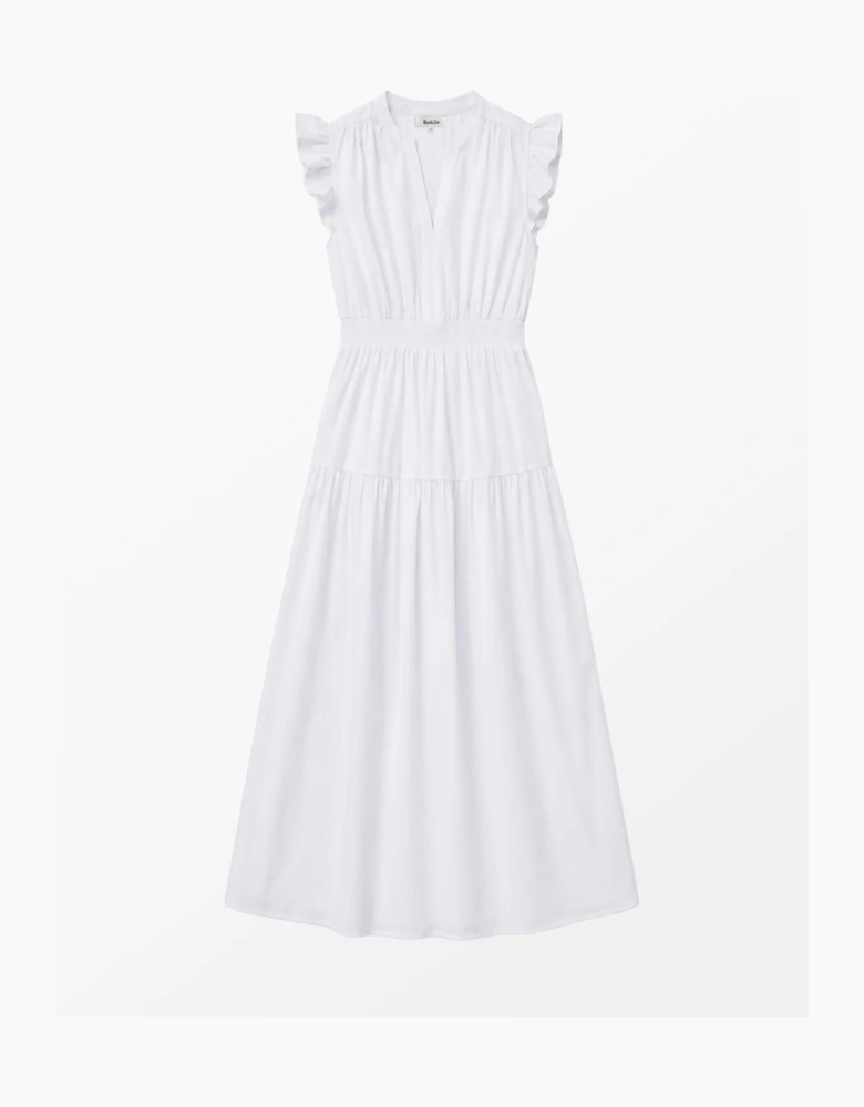 White Cotton Frill Sleeve Dress
