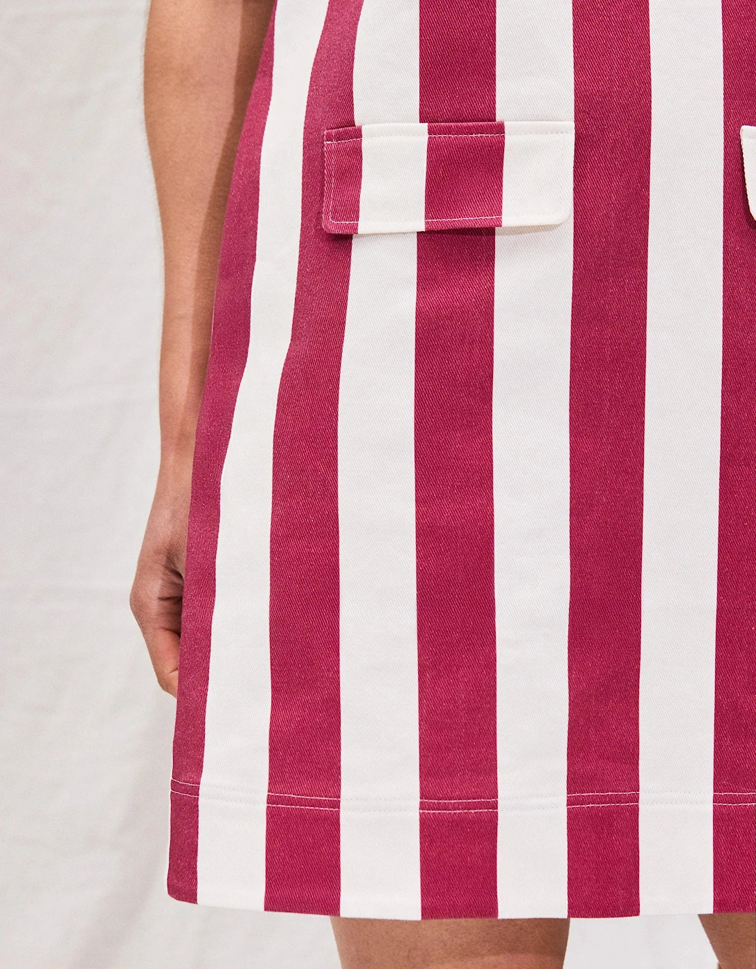 Red Stripe Pocket Detail Mini Dress