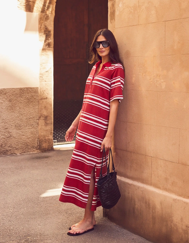 Petite Red Striped Cotton Rugby Shirt Dress
