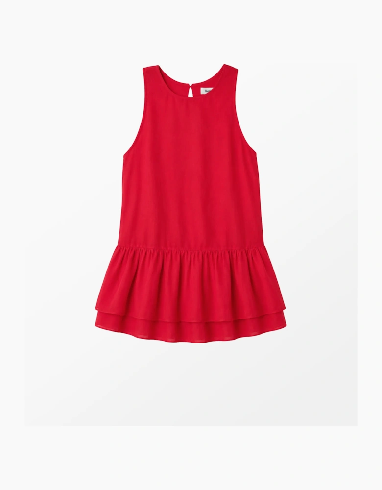 Red Lyocell Peplum Top