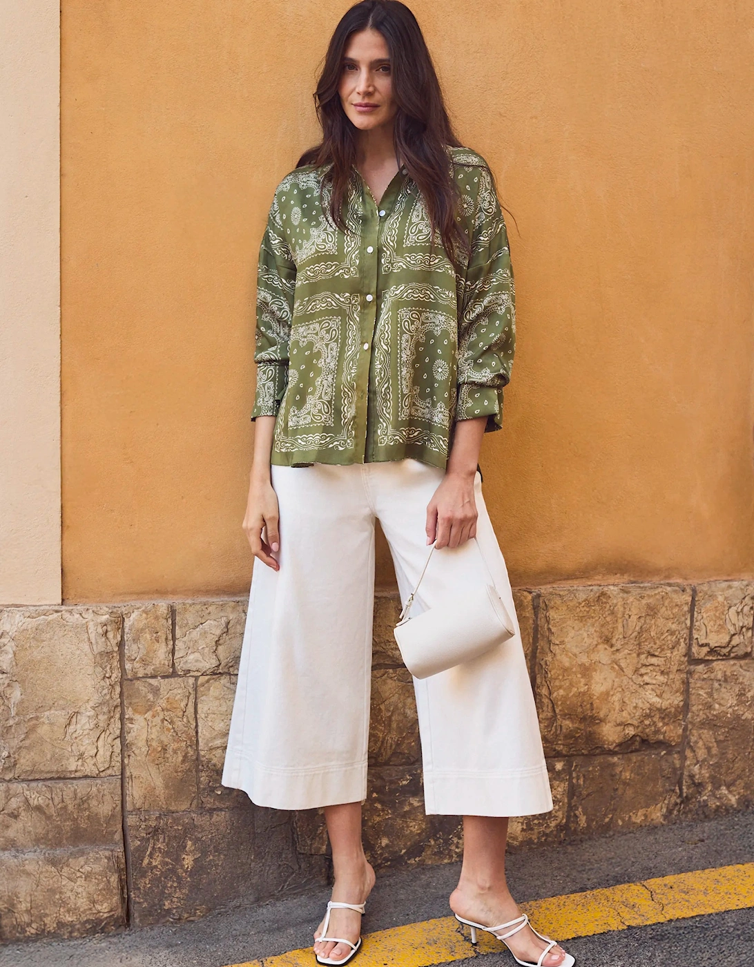 Olive Bandana-Print Shirt