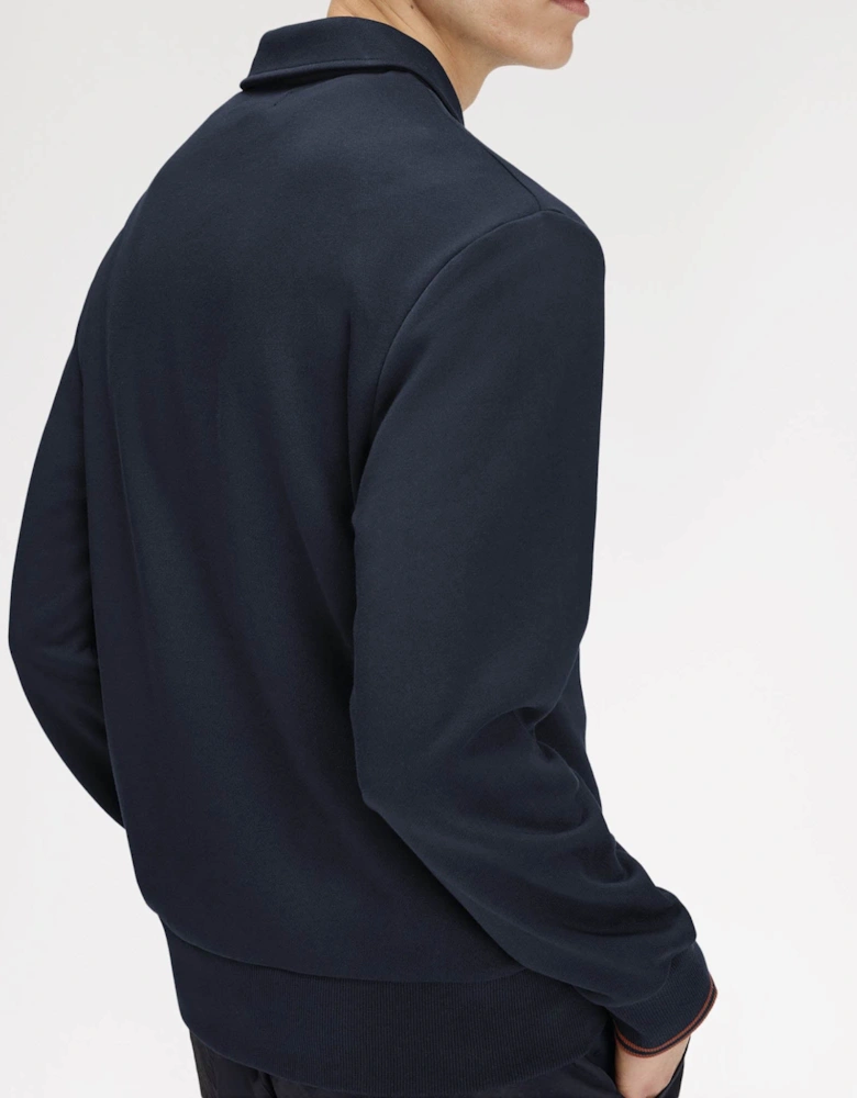 Fred Perry Mens Half Zip Collared Sweatshirt - Navy 608