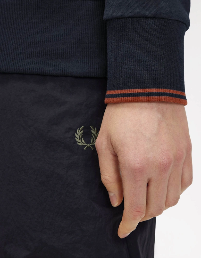 Fred Perry Mens Half Zip Collared Sweatshirt - Navy 608