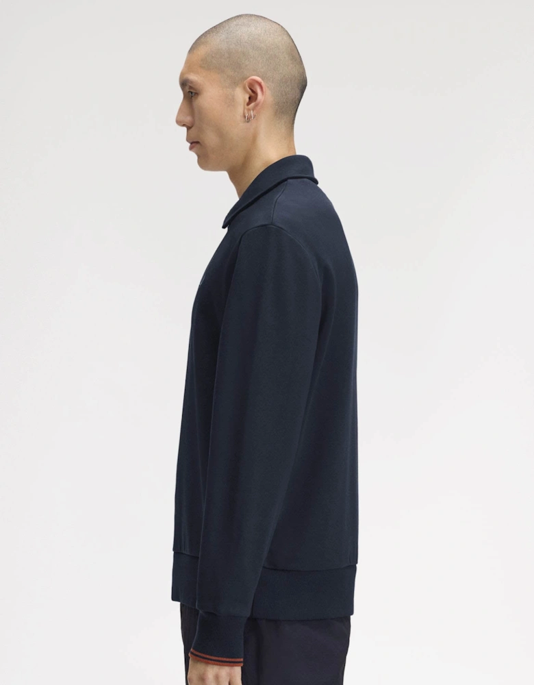 Fred Perry Mens Half Zip Collared Sweatshirt - Navy 608