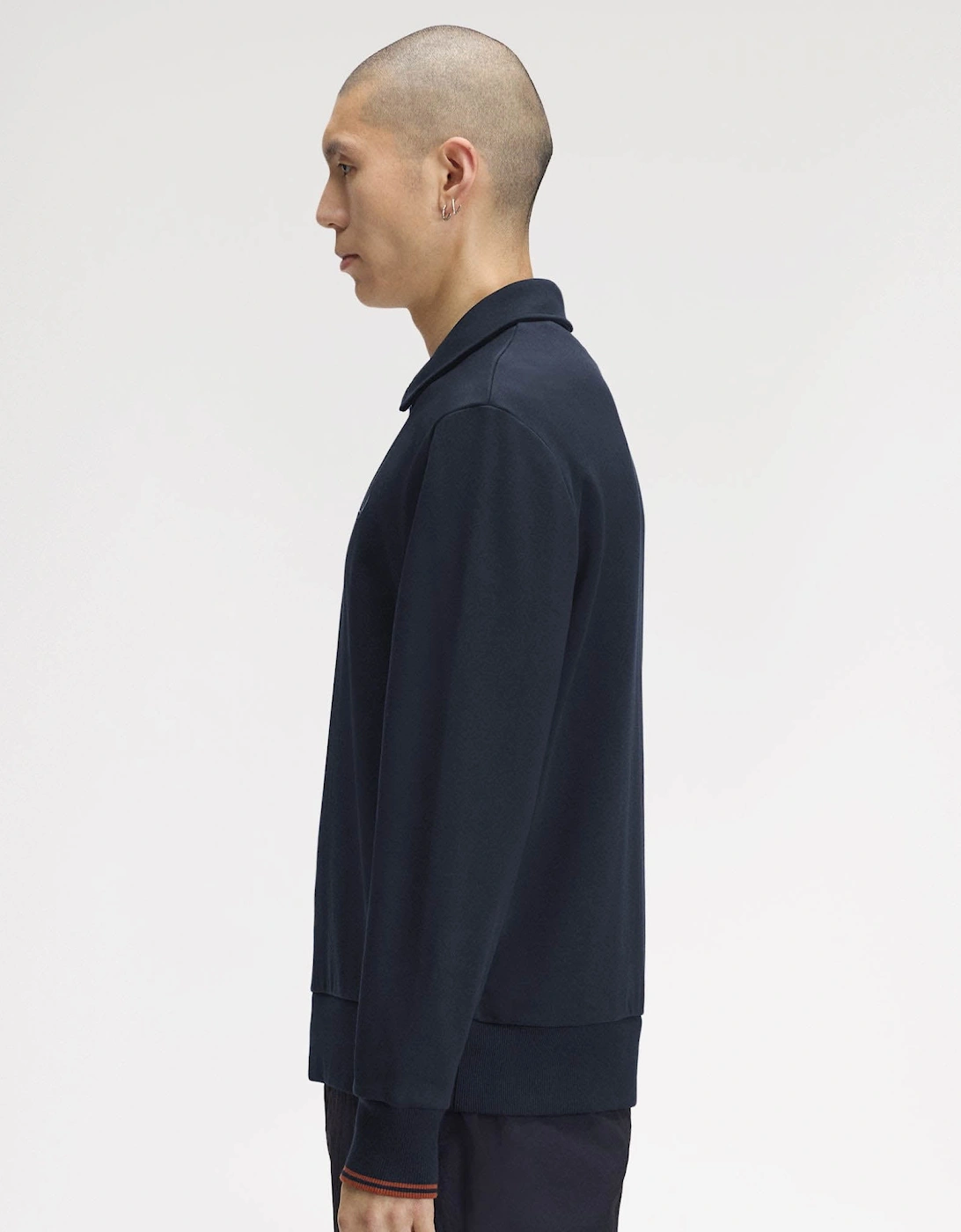 Fred Perry Mens Half Zip Collared Sweatshirt - Navy 608