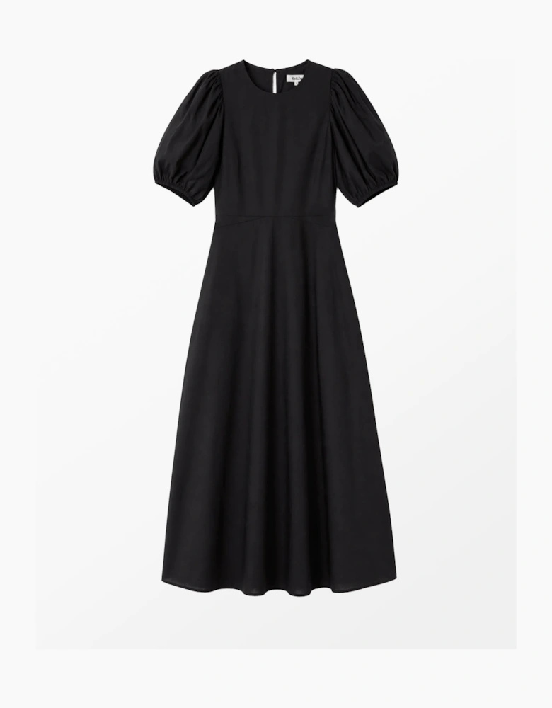 Black Cotton Voile Seam Waist Dress