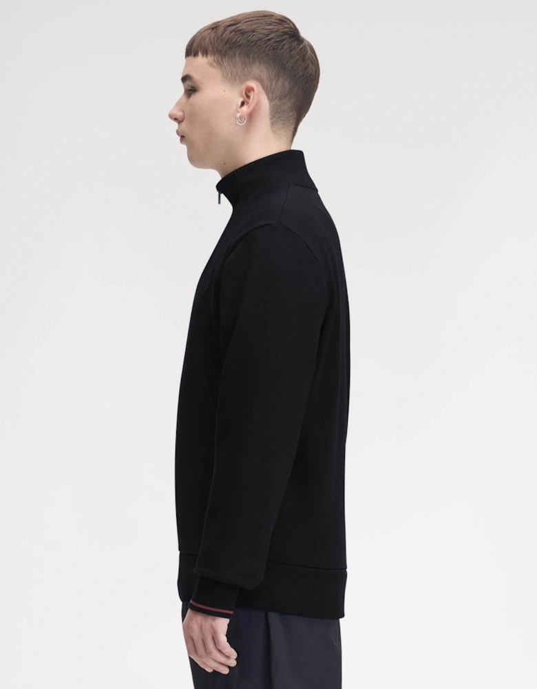 Fred Perry Mens Half Zip Sweatshirt - Navy/Burgundy/Rich brown 75C