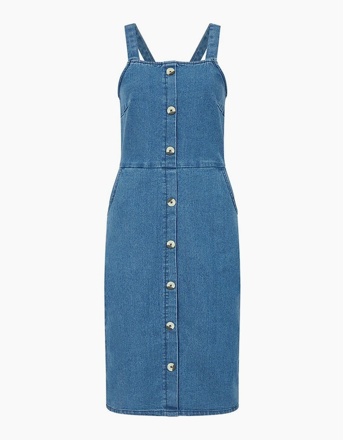 Blue Square Neck Midi A-Line Dress