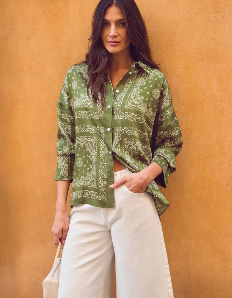 Olive Bandana-Print Shirt