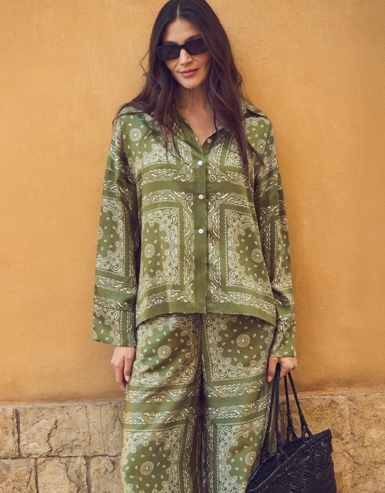 Olive Bandana-Print Shirt