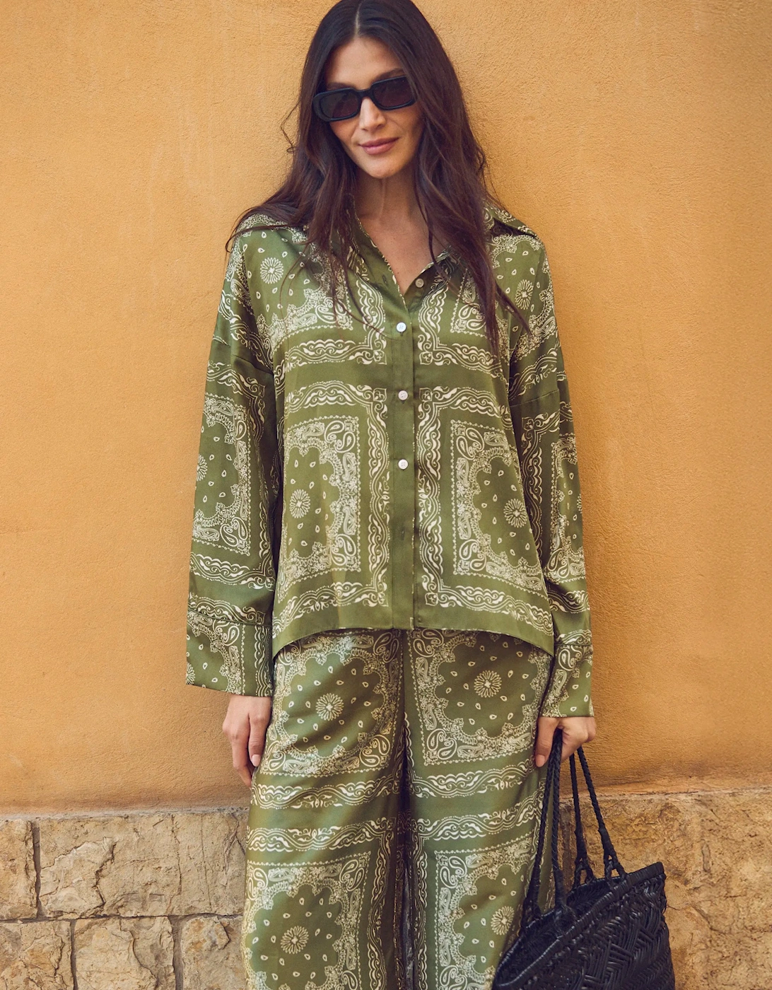 Olive Bandana-Print Shirt