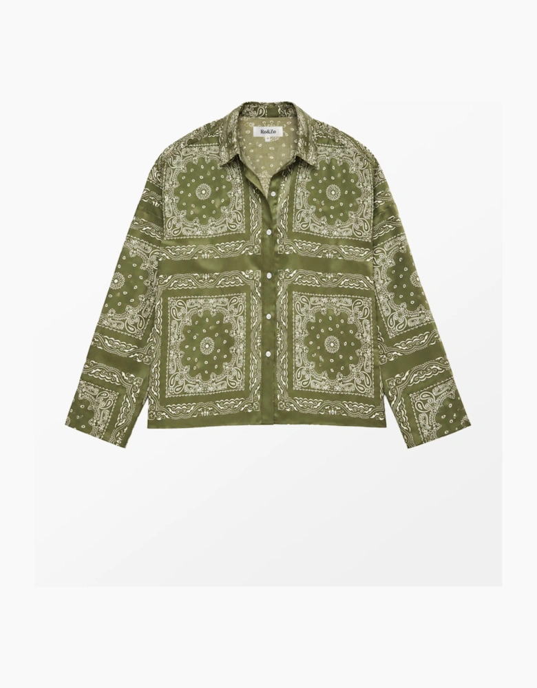 Olive Bandana-Print Shirt