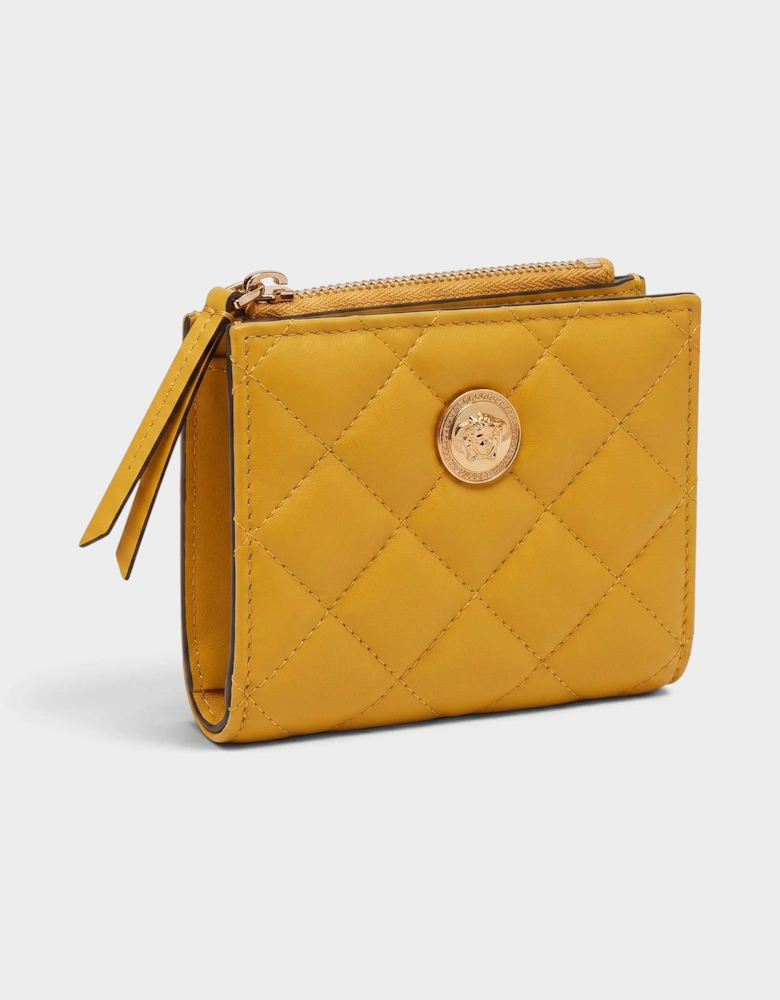 Medusa Quilted Wallet Mustard Yellow