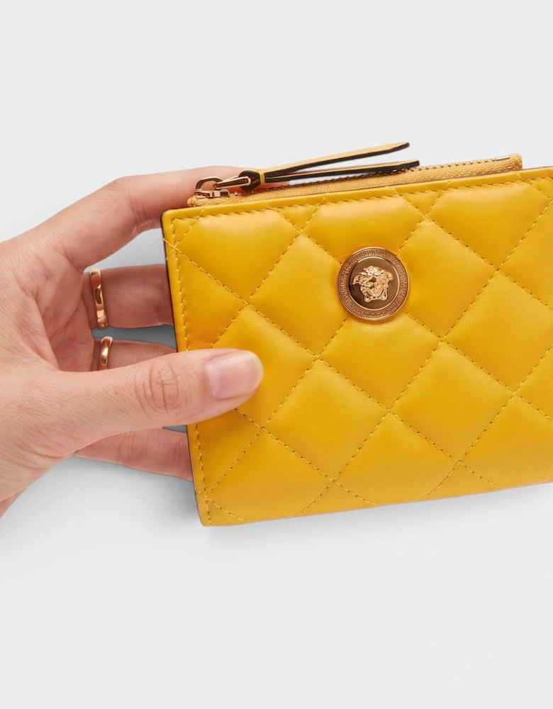 Medusa Quilted Wallet Mustard Yellow