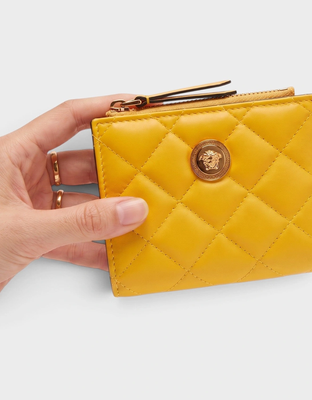 Medusa Quilted Wallet Mustard Yellow