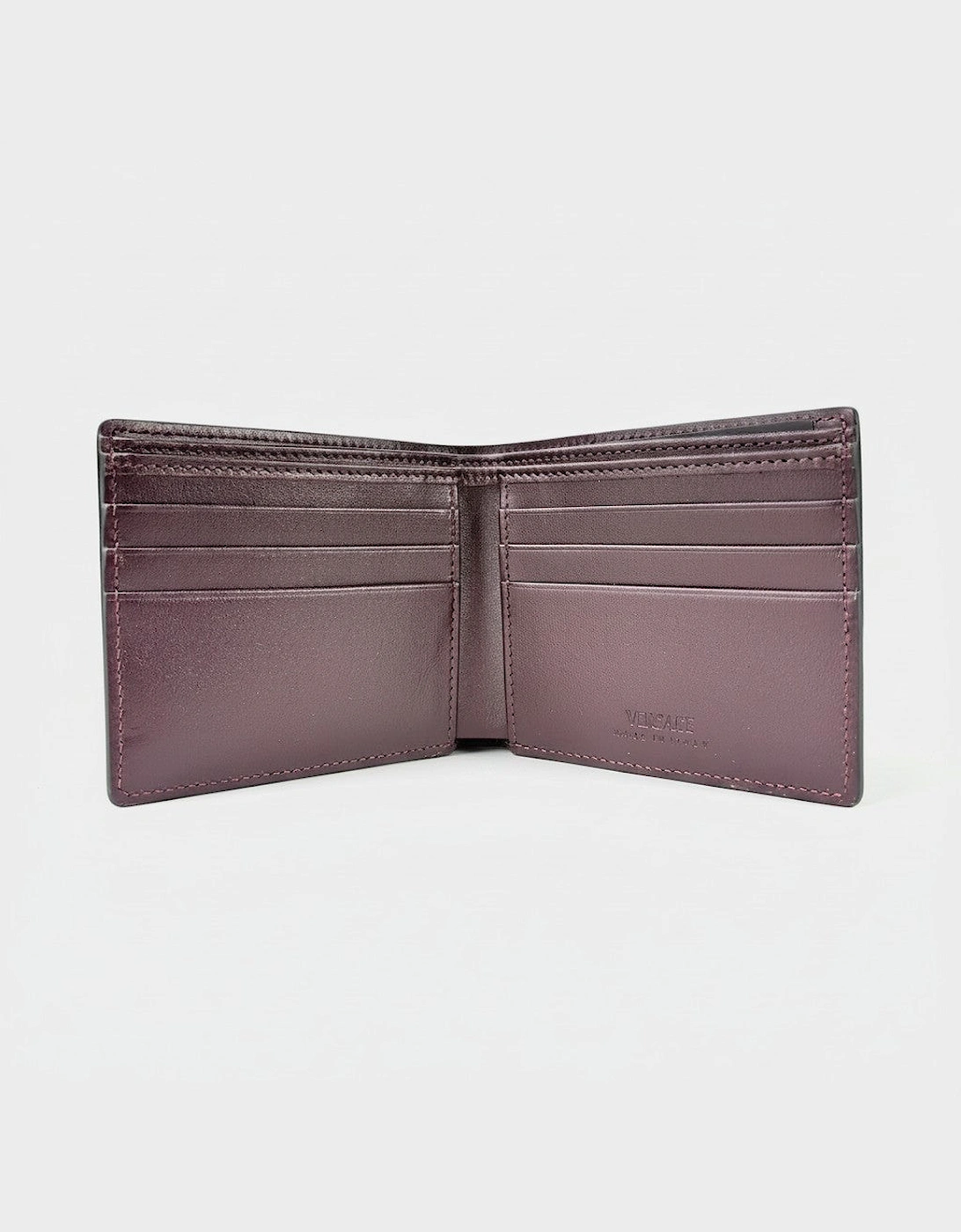 Medusa Leather Bi-fold Leather Wallet Garnet Brown