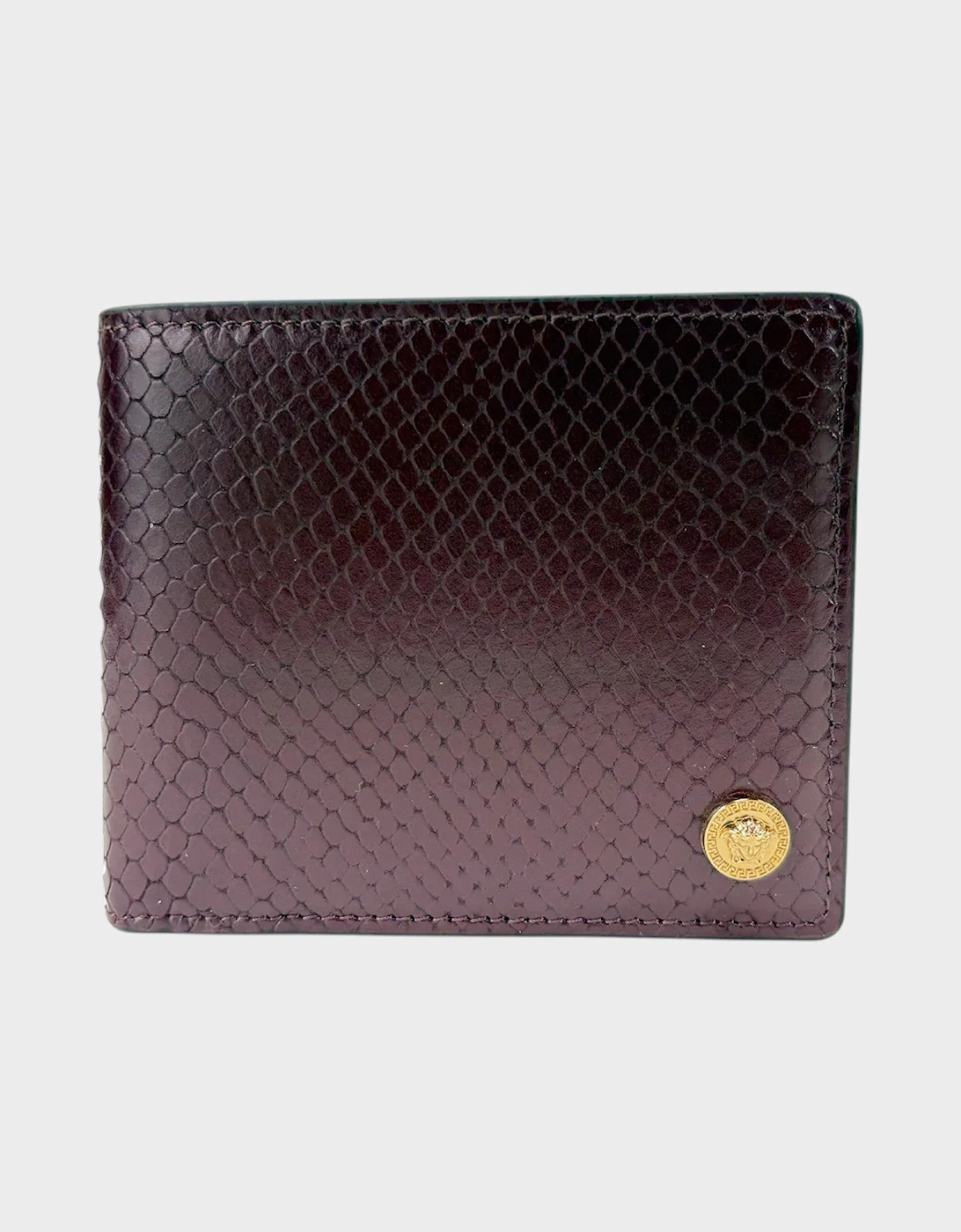 Medusa Leather Bi-fold Leather Wallet Garnet Brown