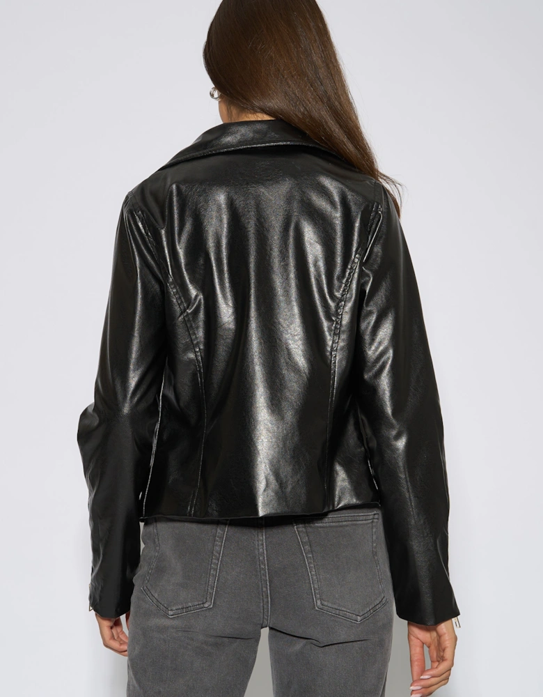 Black Faux Leather Biker Jacket