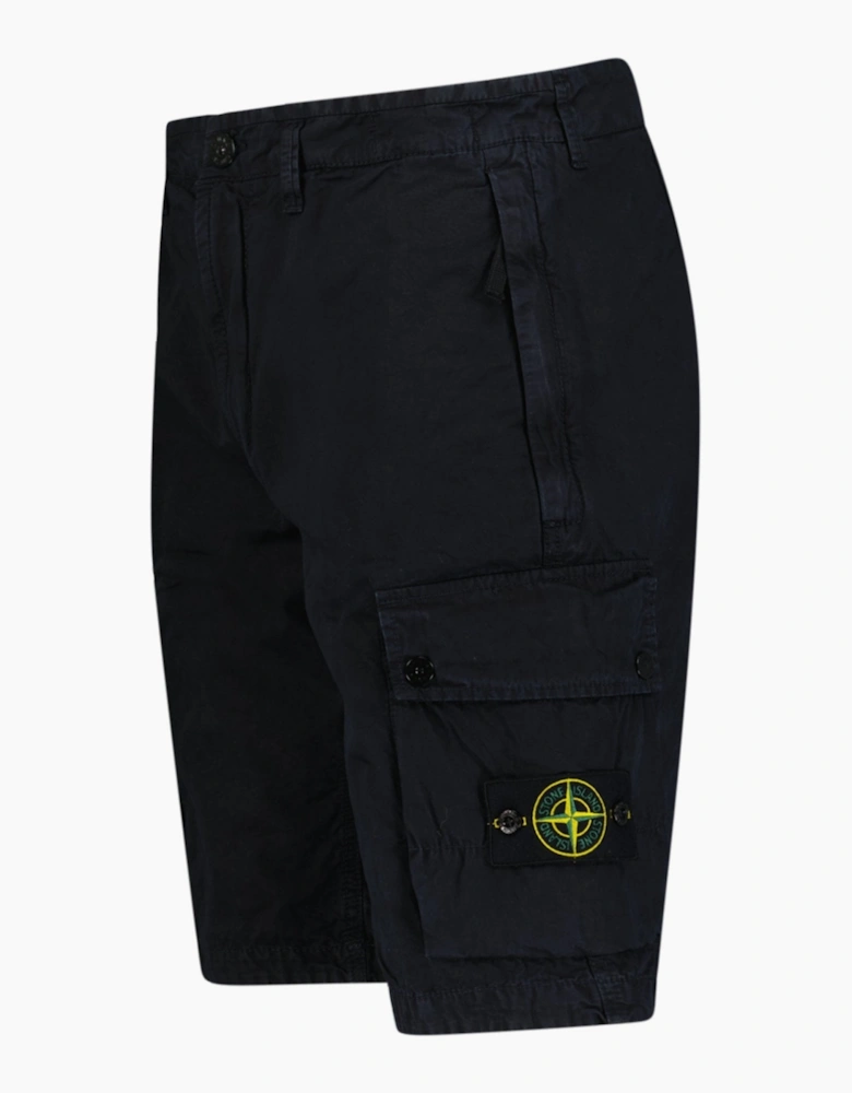 Stone Island Stretch Organic Cotton Twill Cargo Bermuda Shorts in Navy Blue