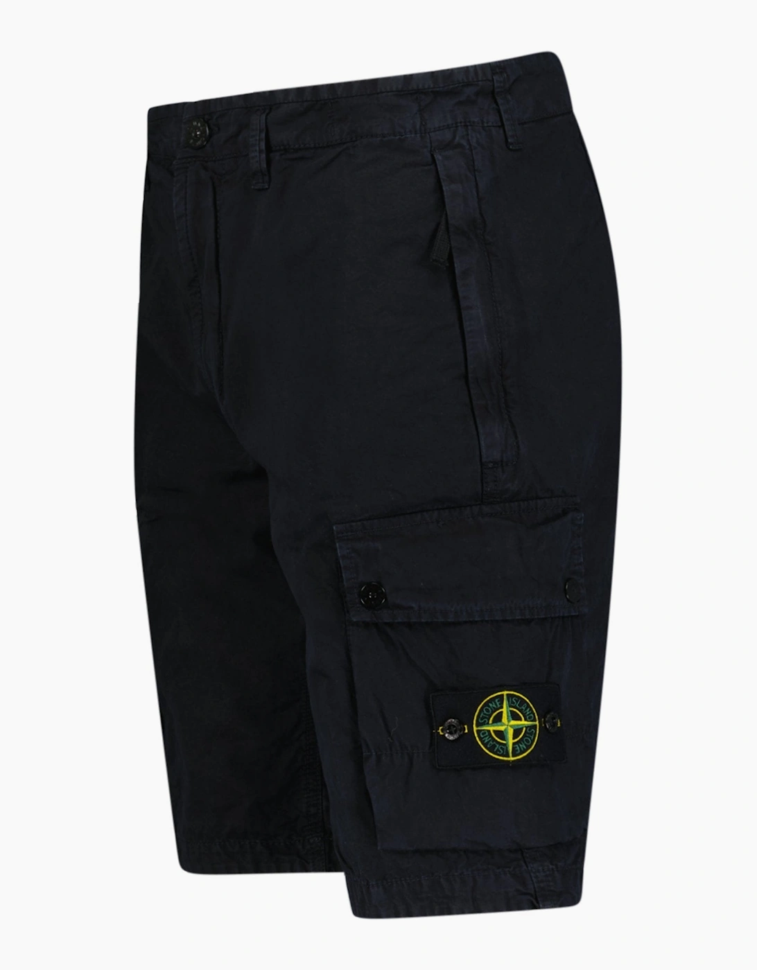 Stone Island Stretch Organic Cotton Twill Cargo Bermuda Shorts in Navy Blue