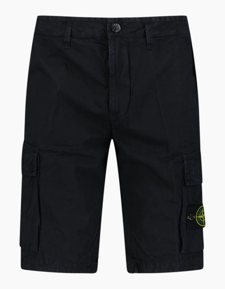 Stone Island Stretch Organic Cotton Twill Cargo Bermuda Shorts in Navy Blue