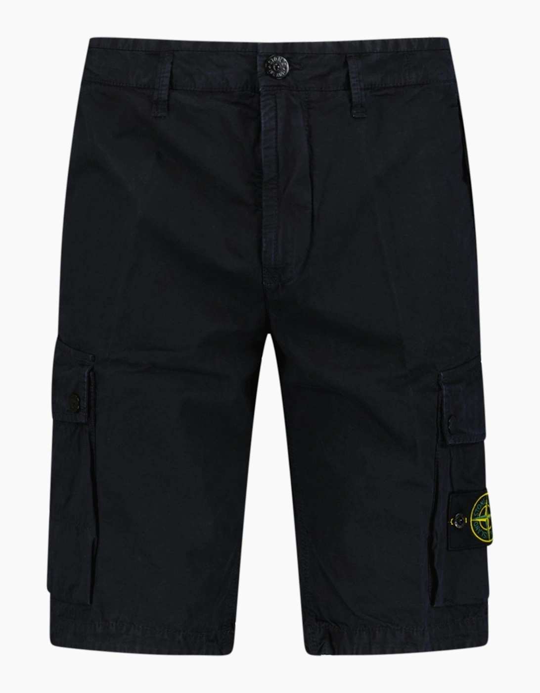 Stone Island Stretch Organic Cotton Twill Cargo Bermuda Shorts in Navy Blue