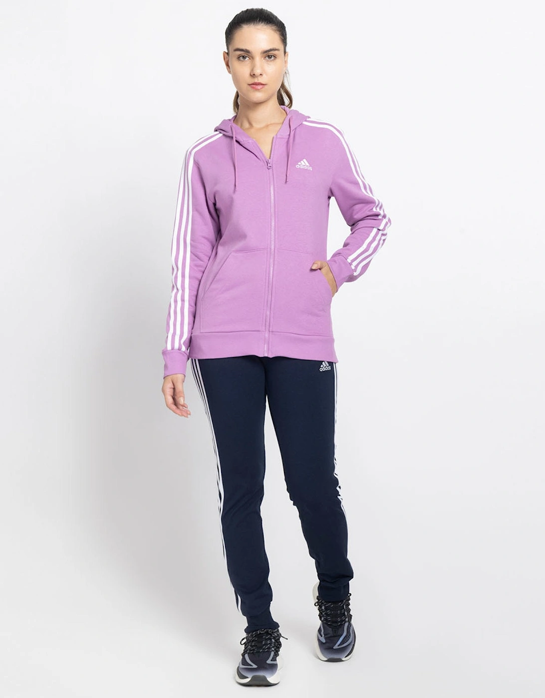 Adidas Women's Full Zip Fleece Hoodie Purple