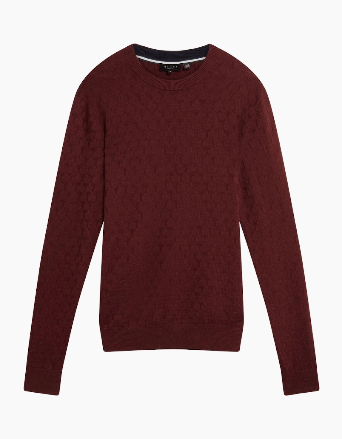 Men's Ted Baker Sainsy T Stitch Crew Neck Maroon Jumper - Red - Size: 38