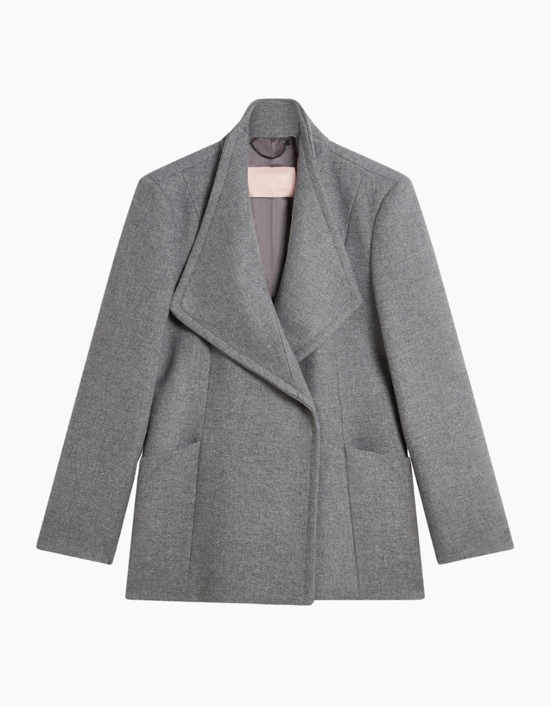 Ted Baker Women's Ted Baker Evigna Double Faced Wool Short Sculpted Charcoal Wrap Coat - Grey