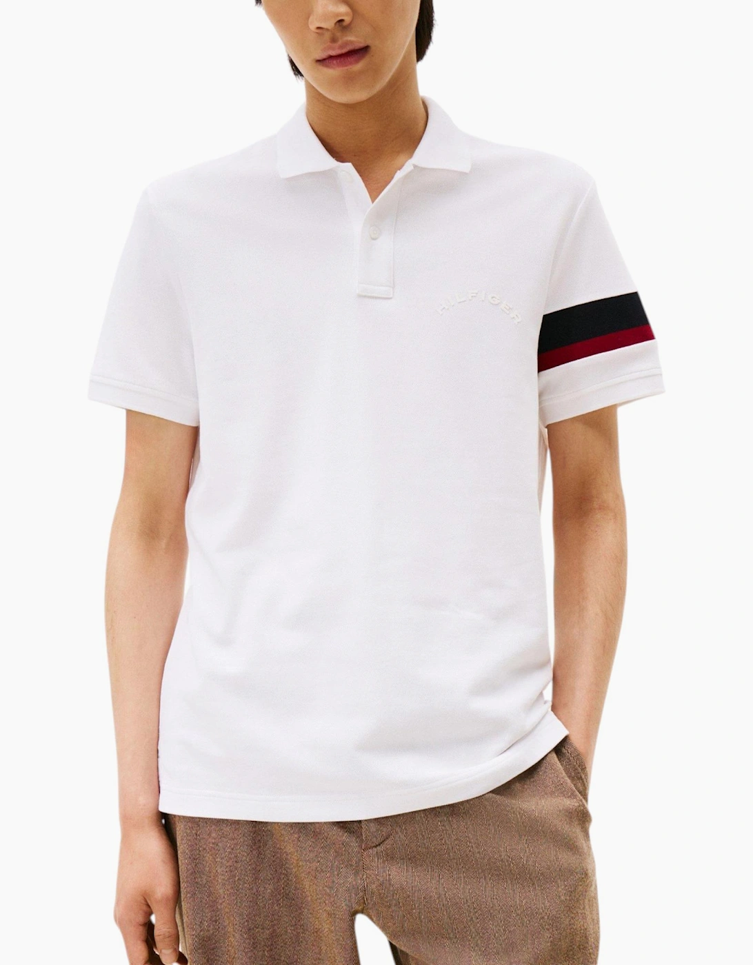 Tommy Hilfiger Mens Polo Shirt Tape Detail Short Sleeve Breathable Cotton