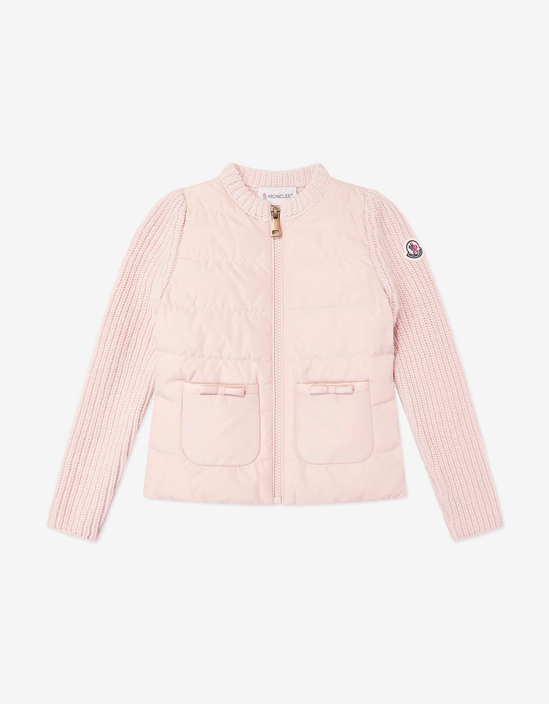 Moncler Girls Pink  Enfant Down Padded Zip Up Cardigan  - Size 6 Years Kids