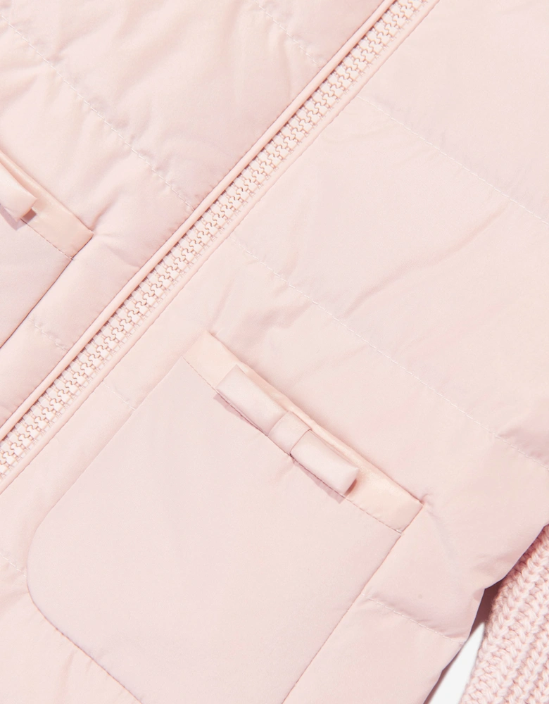 Moncler Enfant Girls Down Padded Zip Up Cardigan in Pink