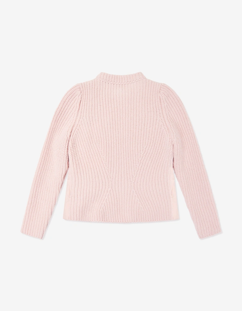 Moncler Enfant Girls Down Padded Zip Up Cardigan in Pink