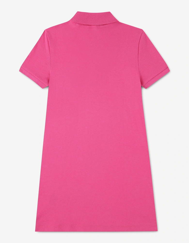 Lacoste Girls Pique Polo Dress in Pink