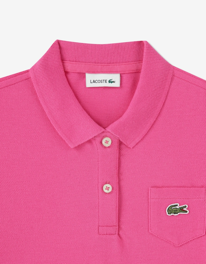 Lacoste Girls Pique Polo Dress in Pink