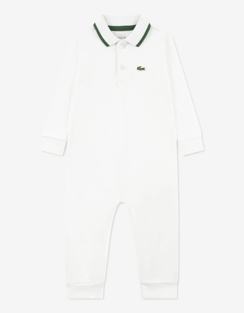 Lacoste Baby Pique Romper in White