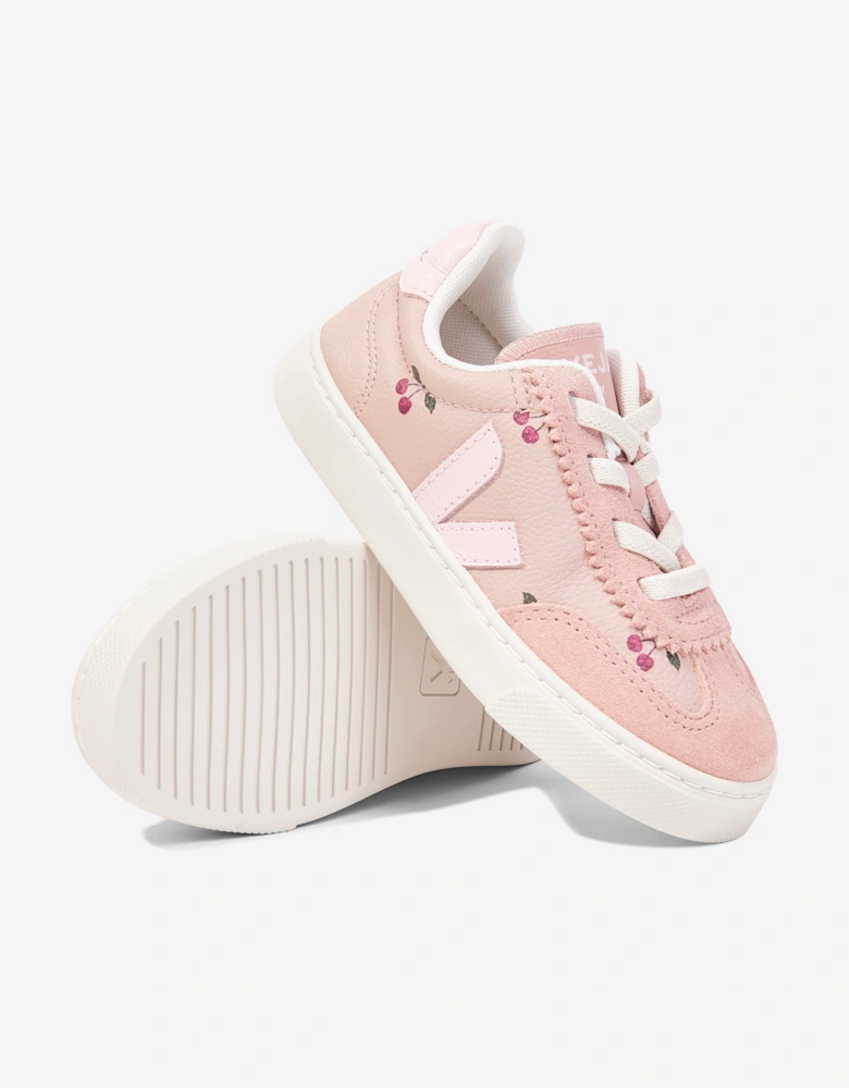 Veja Girls Leather Veja X Konges Slojd Small Volley Trainers in Pink