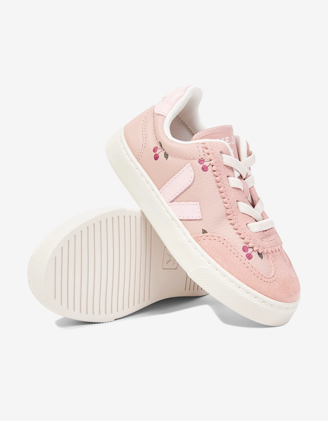 Veja Girls Leather Veja X Konges Slojd Small Volley Trainers in Pink