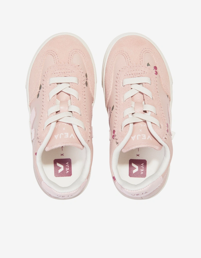Veja Girls Leather Veja X Konges Slojd Small Volley Trainers in Pink