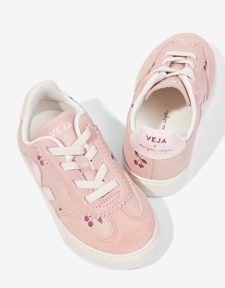 Veja Girls Leather Veja X Konges Slojd Small Volley Trainers in Pink